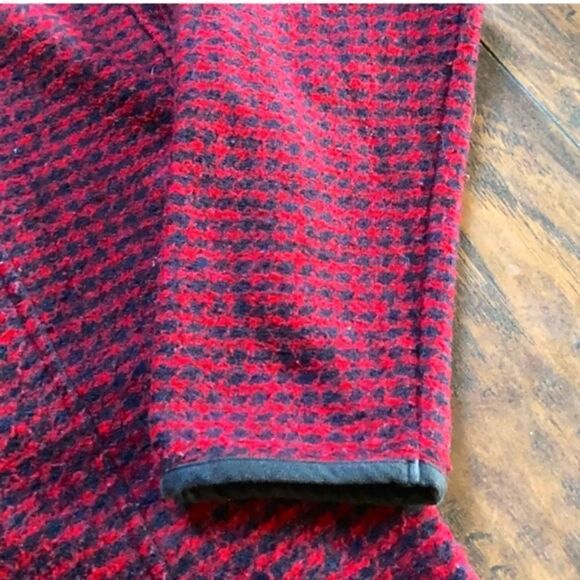 Madewell Houndstooth Brushed Wool Hoodie Sz Small Red Black - Picture 6 of 8